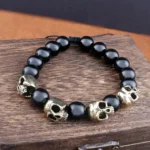 Multiple skull bracelet in natural stone