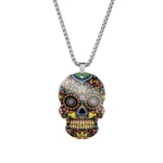 Pendentif tête de mort Mexicaine avec collier - motif 3