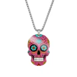 Pendentif tête de mort Mexicaine avec collier - motif 1